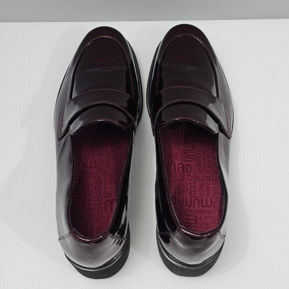 Munro Geena Penny Loafer Womens 9.5 Burgundy Red Shiny Patent Leather Slip On - Picture 8 of 13